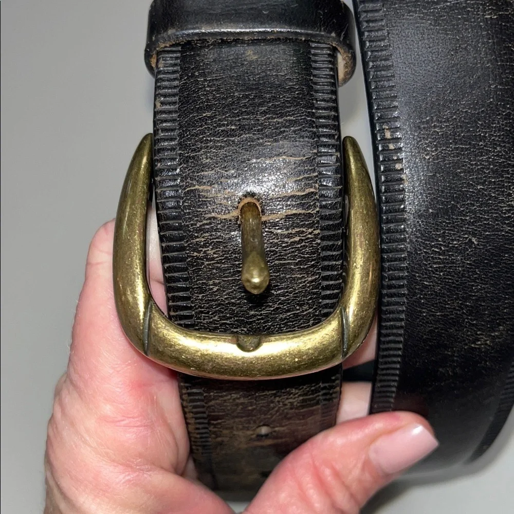 Calvin Klein Deep Brown Size 38 leather Belt w/ Brass Buckle